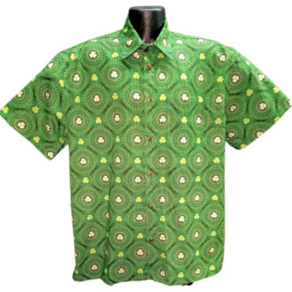 Lucky Shamrock St. Patrick's Day Hawaiian shirt- Made in USA- Cotton